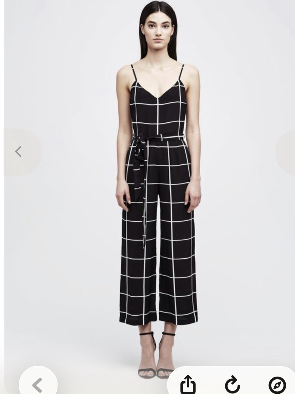 L'AGENCE Black Windowpane Spaghetti-Strap Jumpsuit